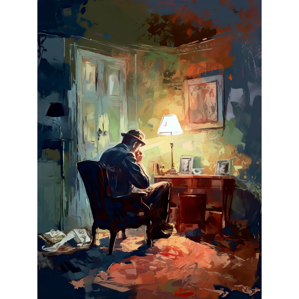 Private Detective in his Office Film Noir Style Huge Wall Art Poster Print Giant