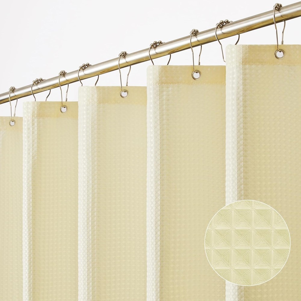 Waffle Weave Small Stall Fabric Shower Curtain 36x72 inch,Beige Narrow Rv Camper