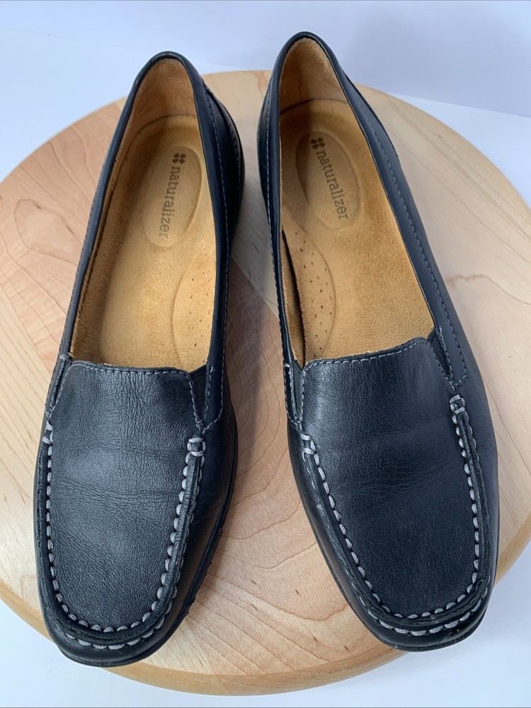Naturalizer Womens 8.5 M Jonella Black Leather Loafers Slip-on Comfort Shoes