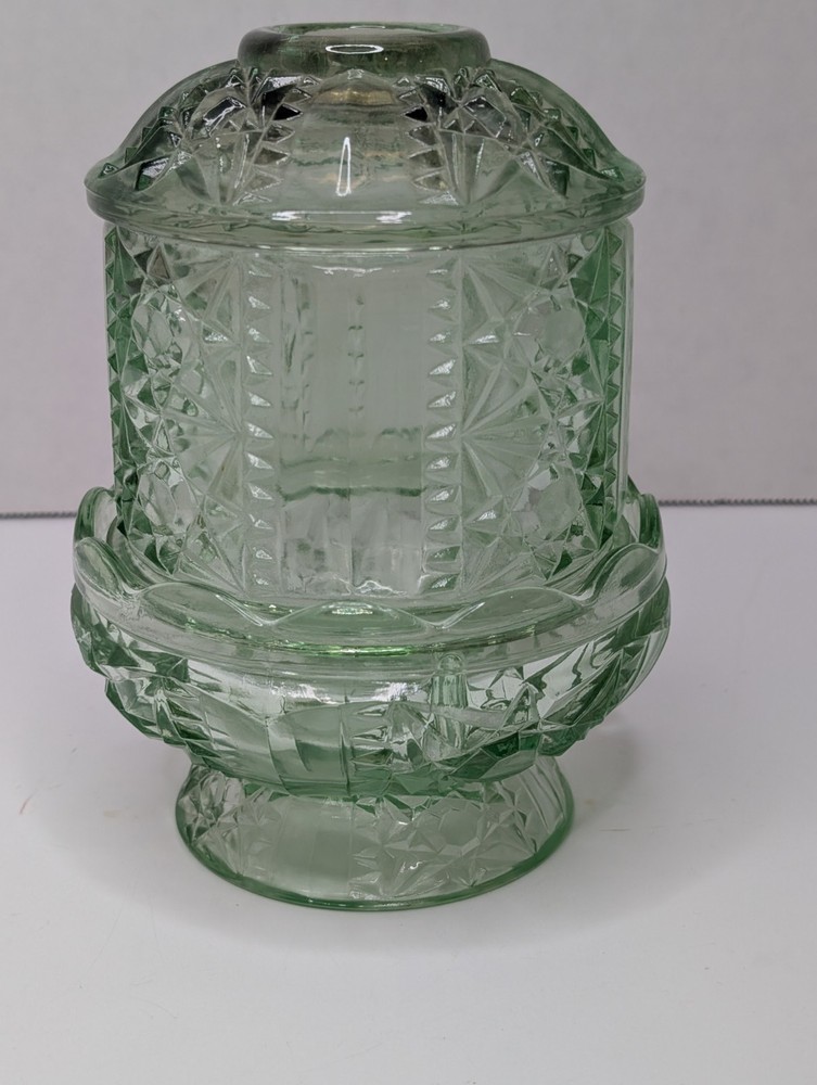 Vintage Indiana Glass Stars and Bars Mint Green Fairy Lamp