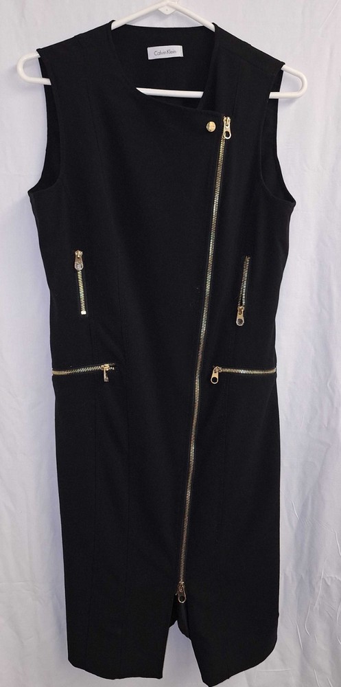 Calvin Klein Black Gold Zip Sheath Dress | Maybe Size 6 | NWOT Woman's