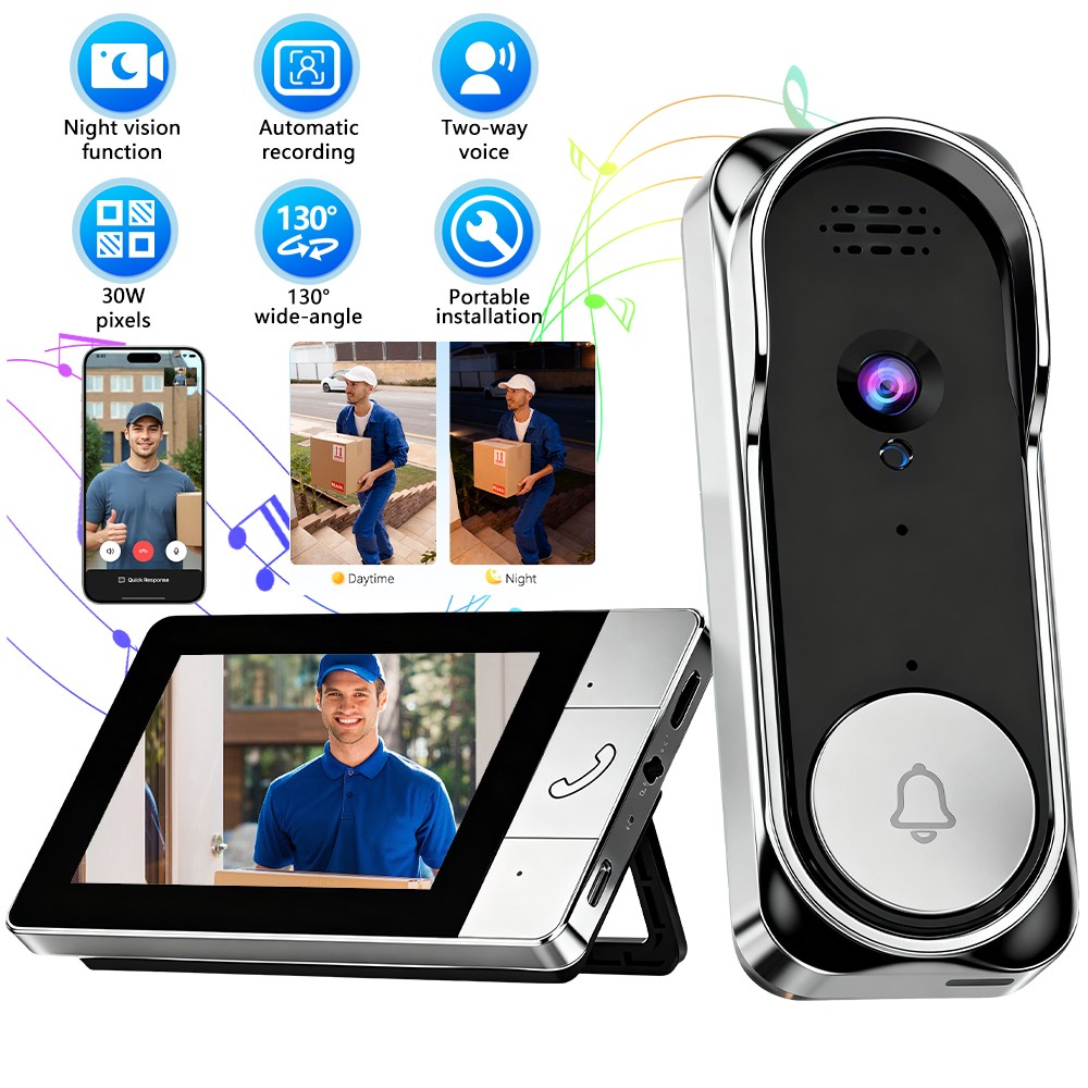Wireless Security Smart Doorbell Intercom Two-Way Video Camera Bell Chime 1080P