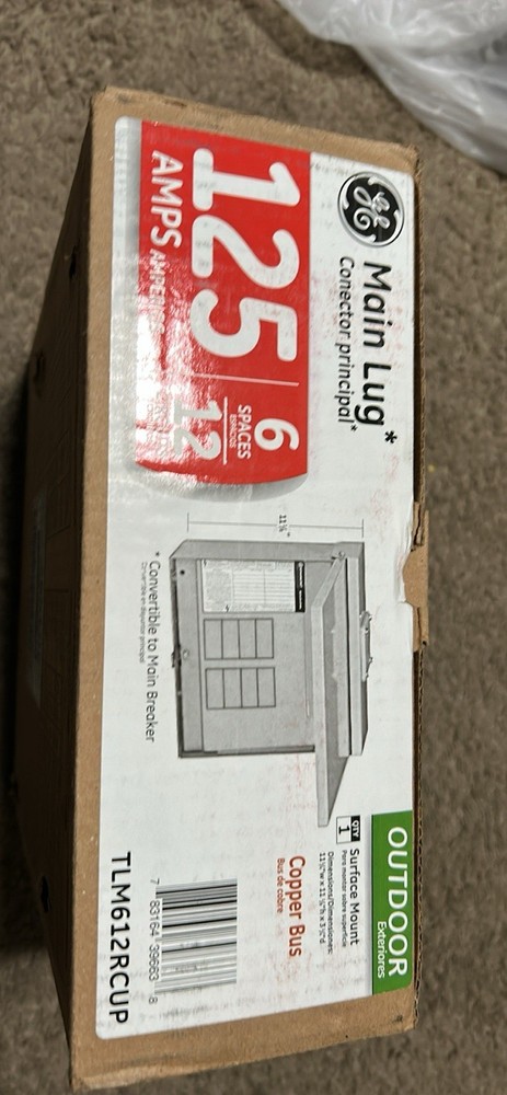 NEW GE PowerMark Plus 125 Amp 6-Space 12Circuit Outdoor Main Lug Circuit Breaker