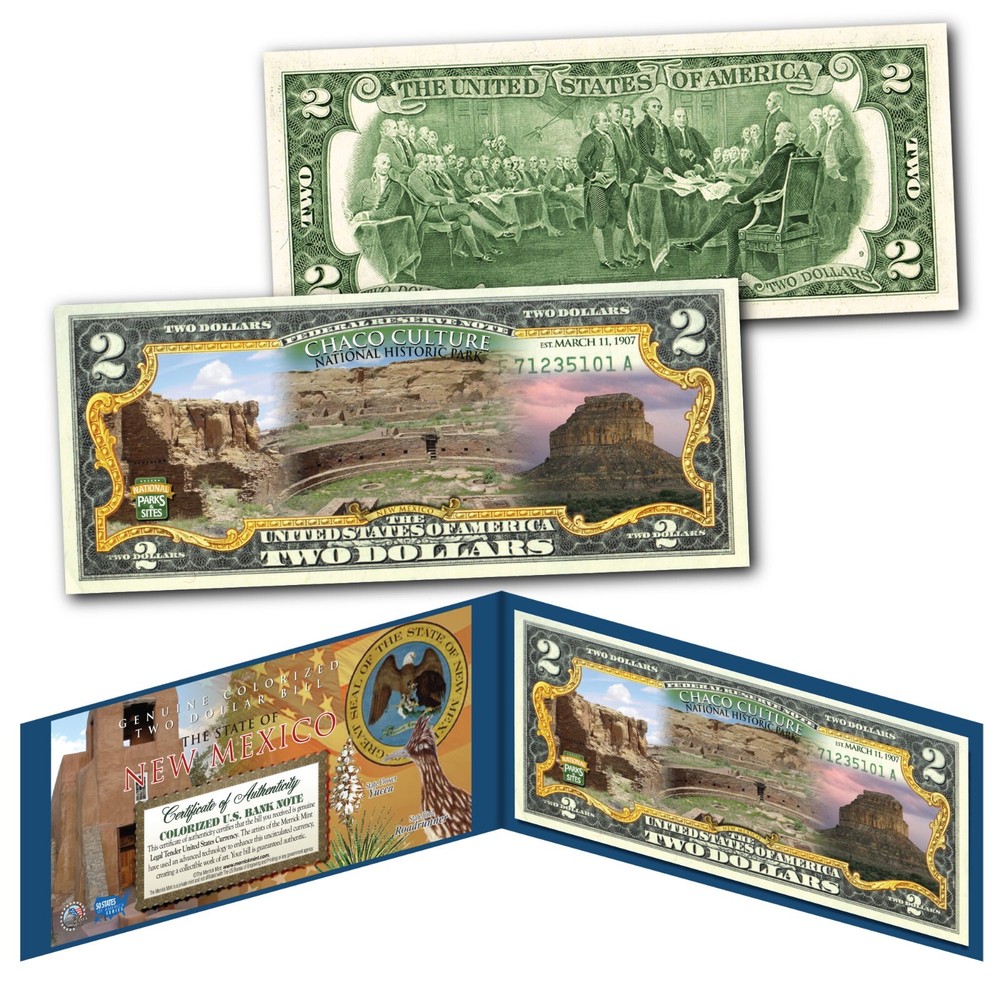 CHACO CULTURE NATIONAL PARK New Mexico Genuine Legal Tender $2 Bill