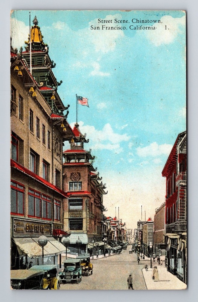 San Francisco CA-California, Chinatown Street Scene, Vintage Souvenir Postcard