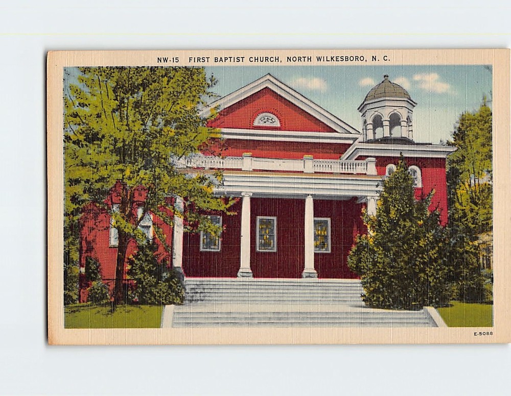 Postcard First Baptist Church North Wilkesboro North Carolina USA