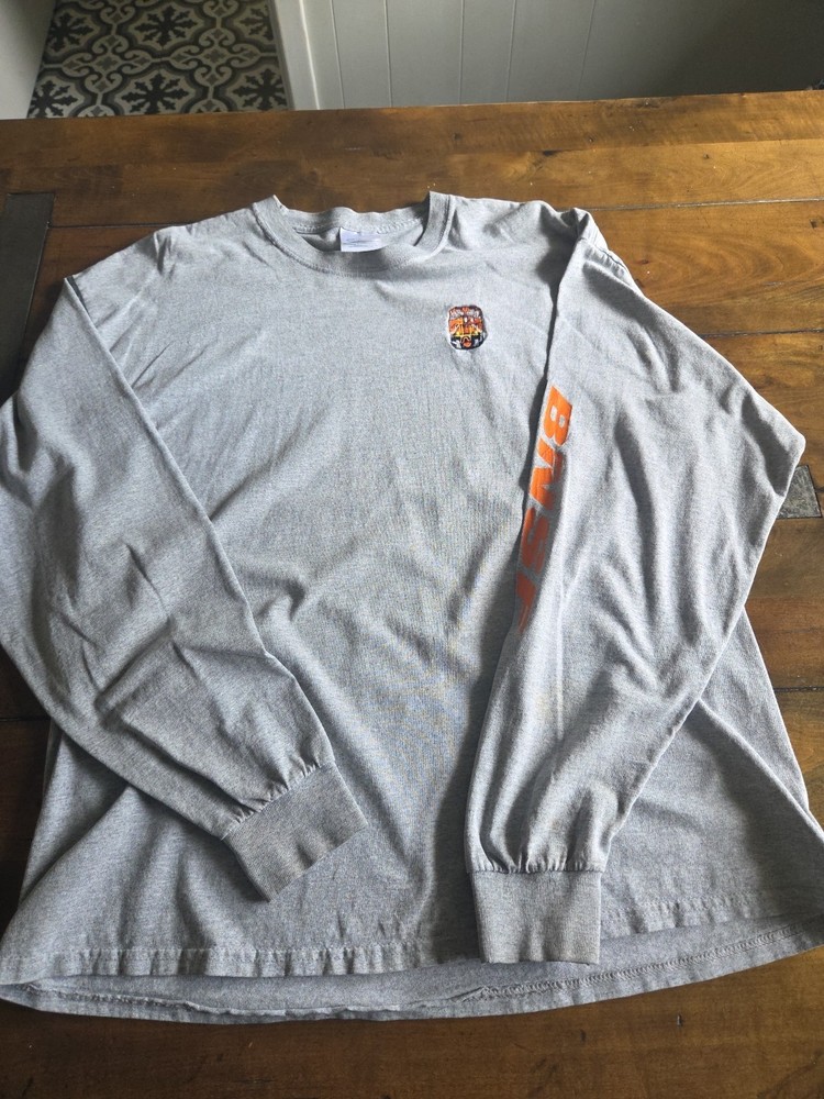 BNSF Railway Long Sleeve Shirt Mens XL Gray Orange Train Railroad Workwear