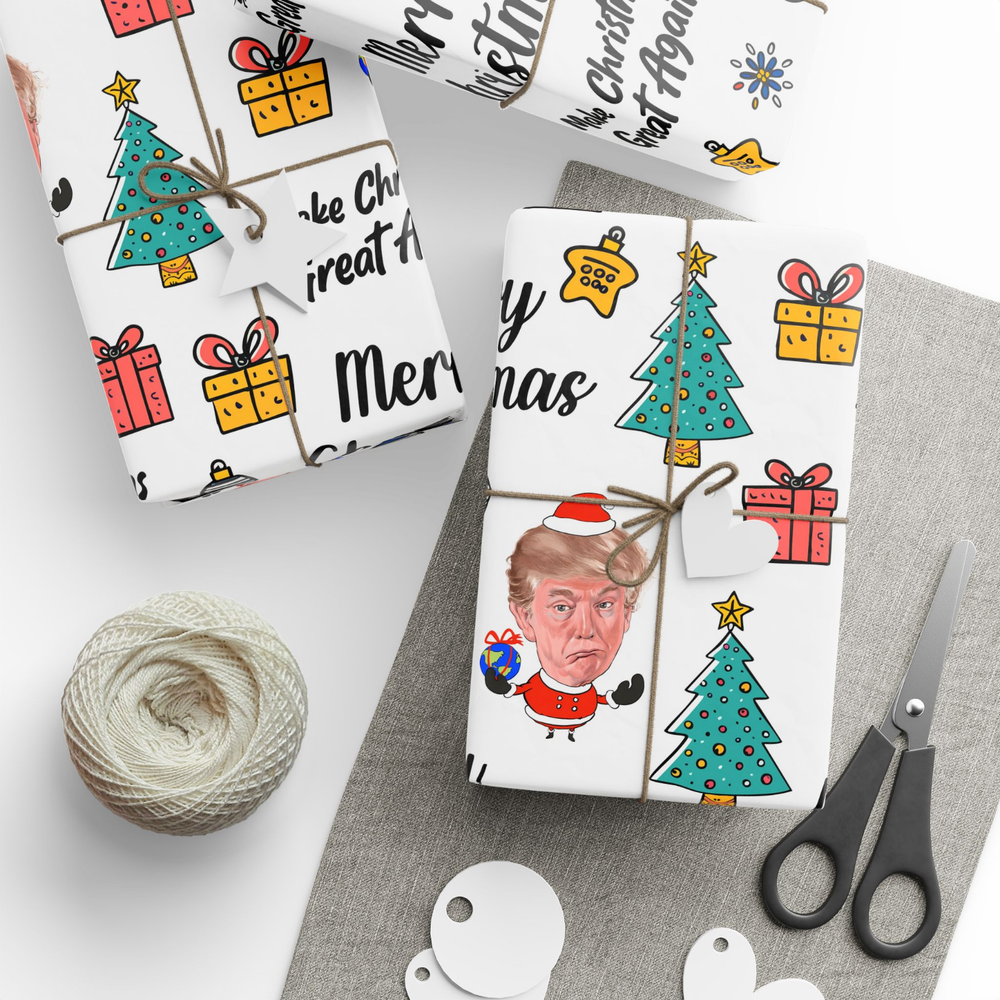 Trump Santa Wrapping Paper, Trump Christmas Wrapping Paper, Funny Xmas Gift