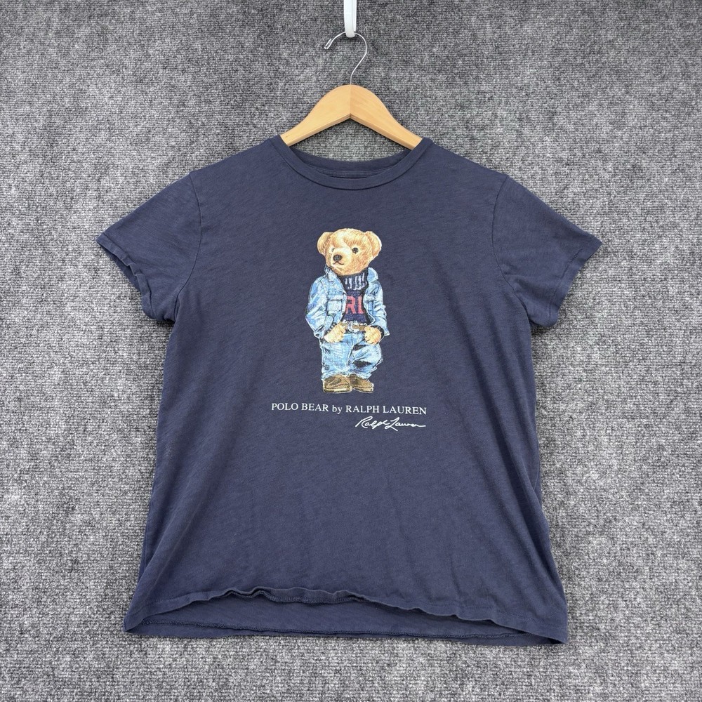 Polo Ralph Lauren Blue Polo Bear T Shirt Women’s M Iconic Bear Logo