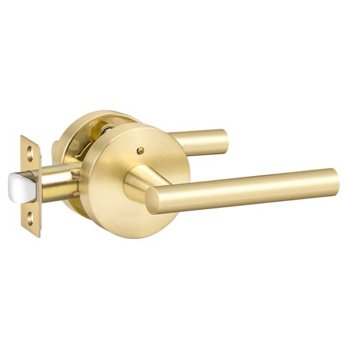 Gold Interior Door Handles, Brushed Gold Privacy Lever Door Handle, Heavy Duty