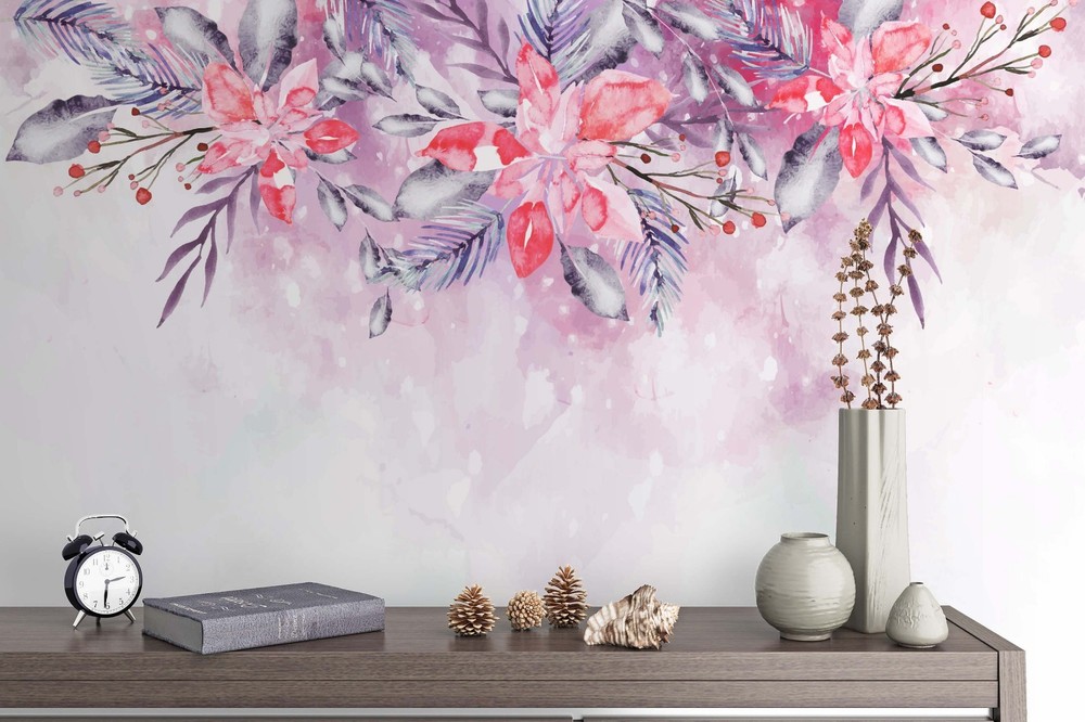 3D Flowers Plants Watercolor Wall Murals Wallpaper Murals Wall Sticker