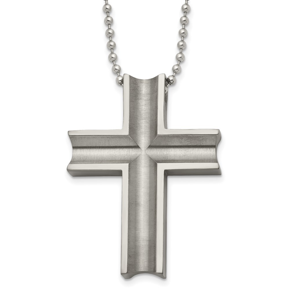 Titanium Polished Cross Necklace 24