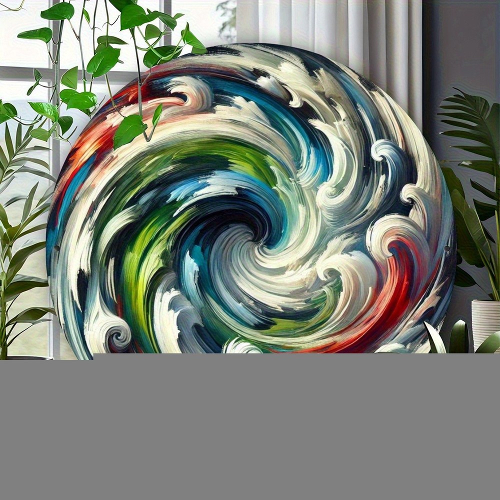 Retro Abstract Graffiti Round Metal Wall Art Sign MultiColor
