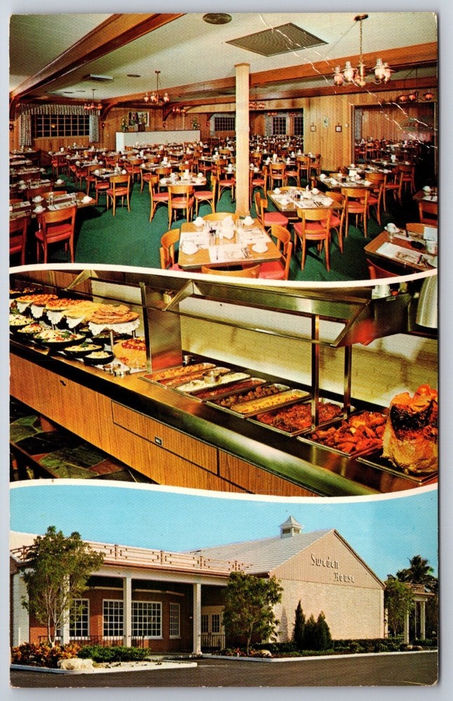 Interior~3 Views Sweden House Smorgasbord Tampa Florida~Vintage Postcard