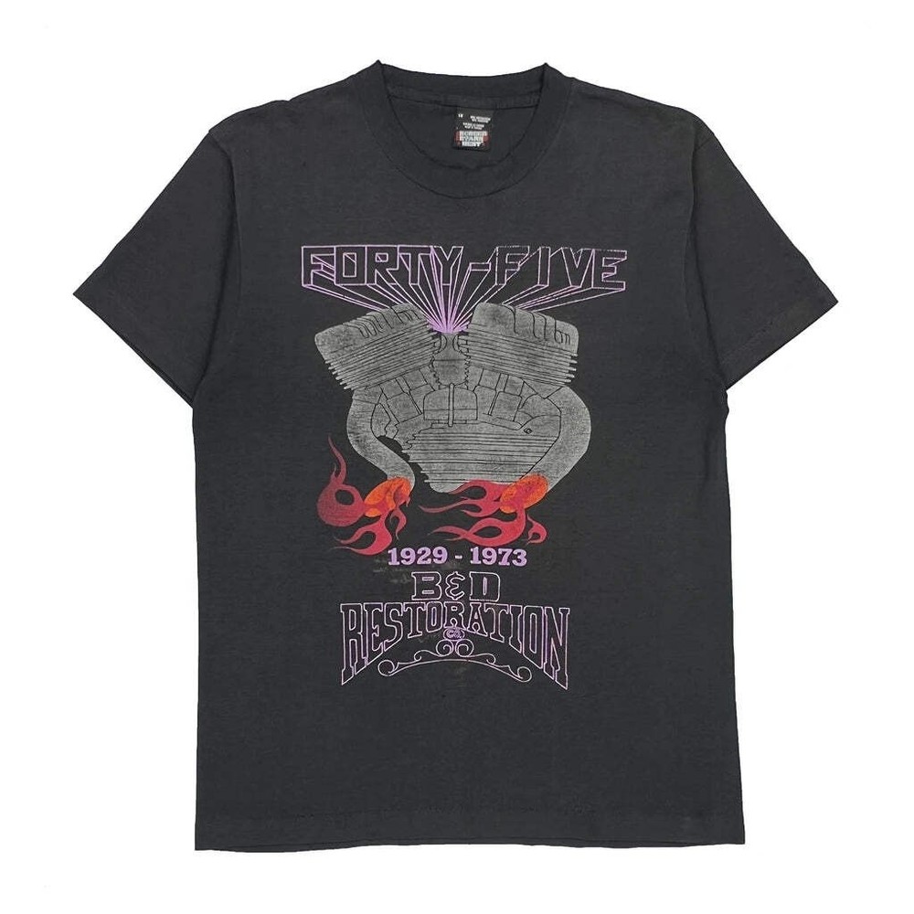 Single Stitch Screen Stars Graphic T-Shirt - Large Black Cotton Blend