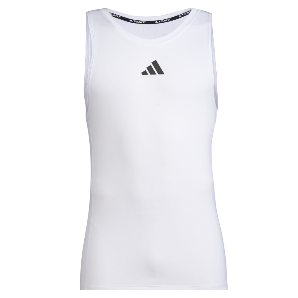 adidas Techfit Crew Neck Athletic Tank Top Mens White Casual  Athletic HZ6991-A