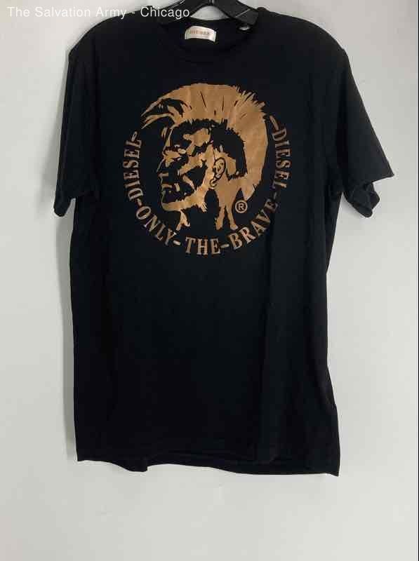 Diesel Mens Black Gold Crew Neck Short Sleeve Pullover T-Shirt Size Large