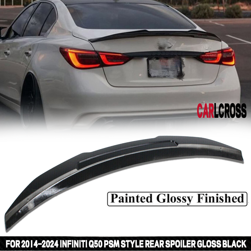 Glossy Black R Style High Kick Duckbill Spoiler for 2014-2024 Infiniti Q50