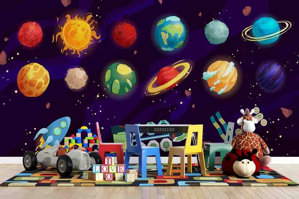 3D Space Planets Rockets Illustration Wall Murals Wallpaper Murals Wall Sticker