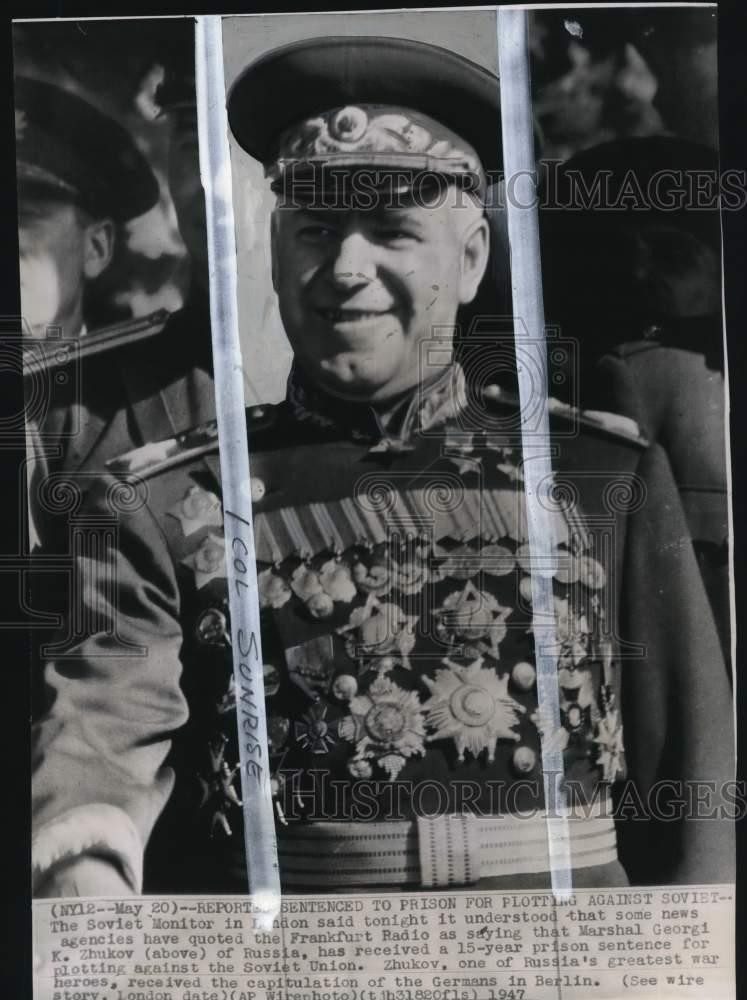 1947 Press Photo Marshal Georgi K. Zhukov, Soviet hero of World War II