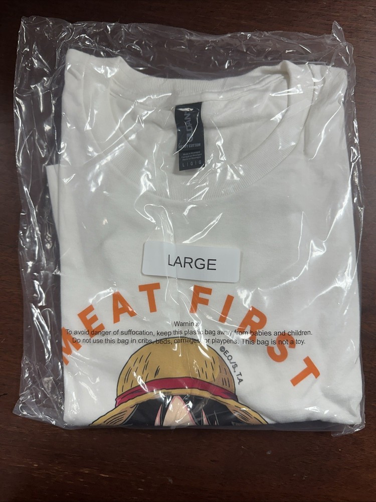 Popeyes x One Piece Luffy T-Shirt Size LARGE  Limited AUTHENTIC - In Hand NEW