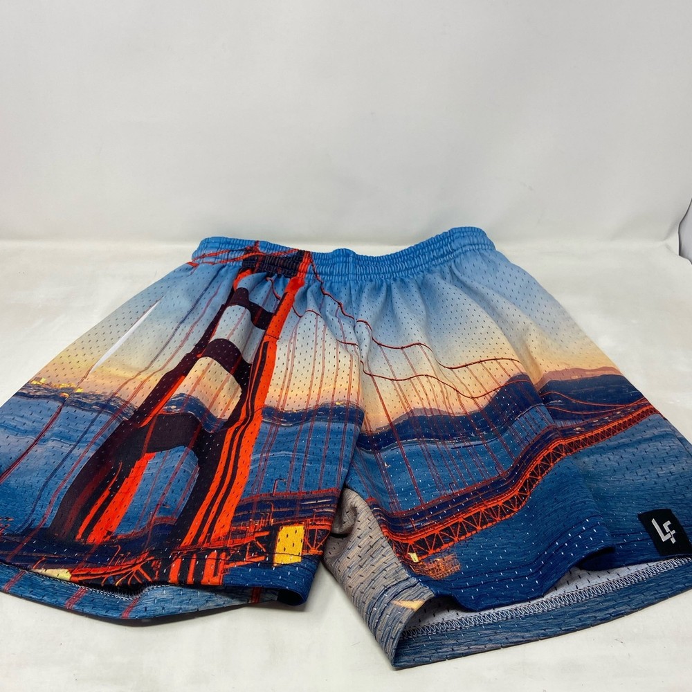 Lost Files Golden Gate Bridge Mesh Shorts Blue/Orange Size M