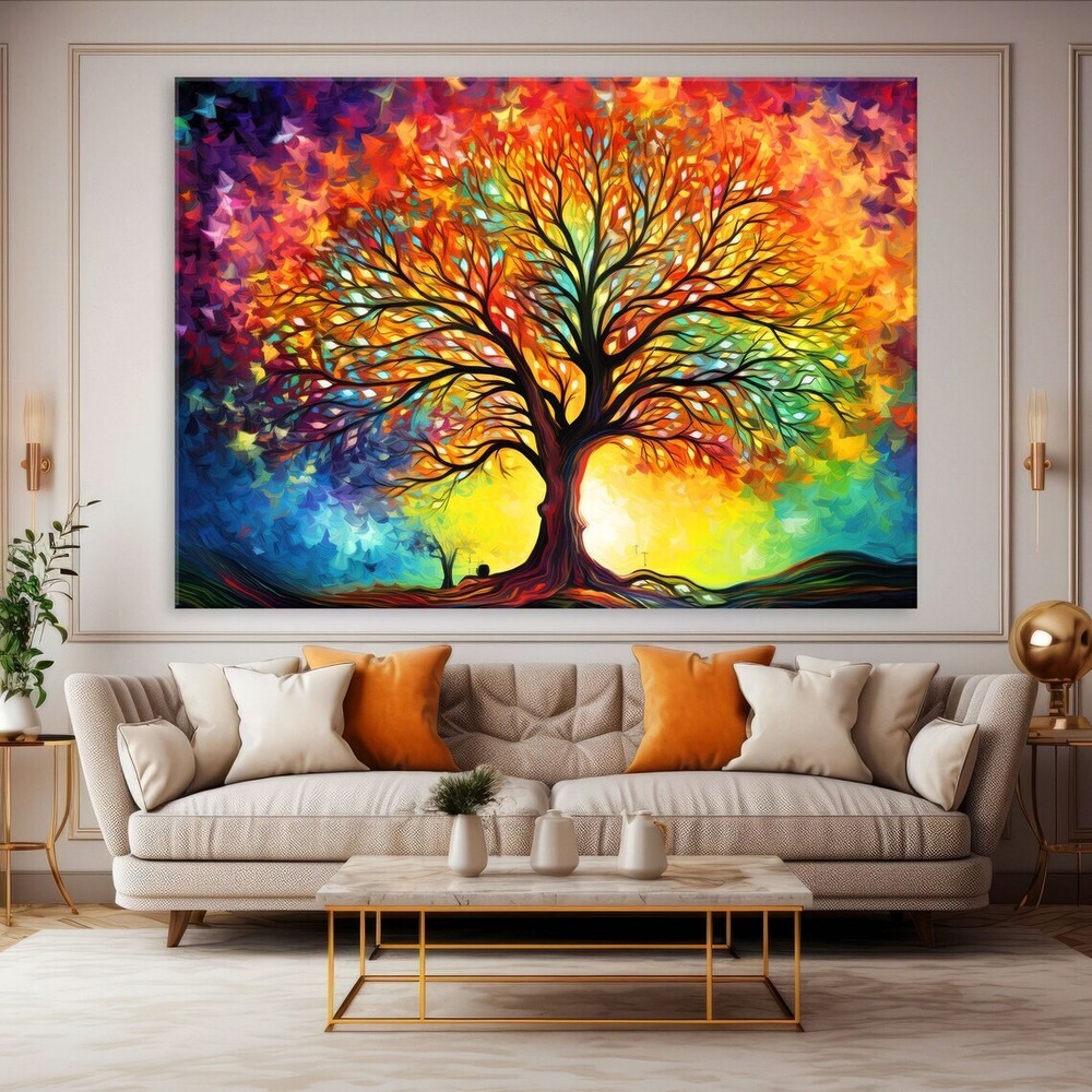 Abstract Tree Modern Multicolor Panel Unframed Canvas Print Australian Wall Art