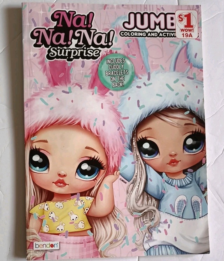 Na! Na! Na! Surprise Jumbo Coloring & Activity Book Cuddly Bracelets On Back New
