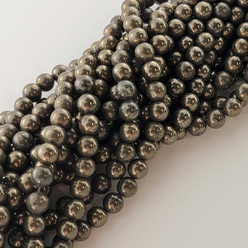 Pyrite Beads Fool's Gold Gemstone Natural Smooth Round Beads 4mm 6mm 8mm 10mm