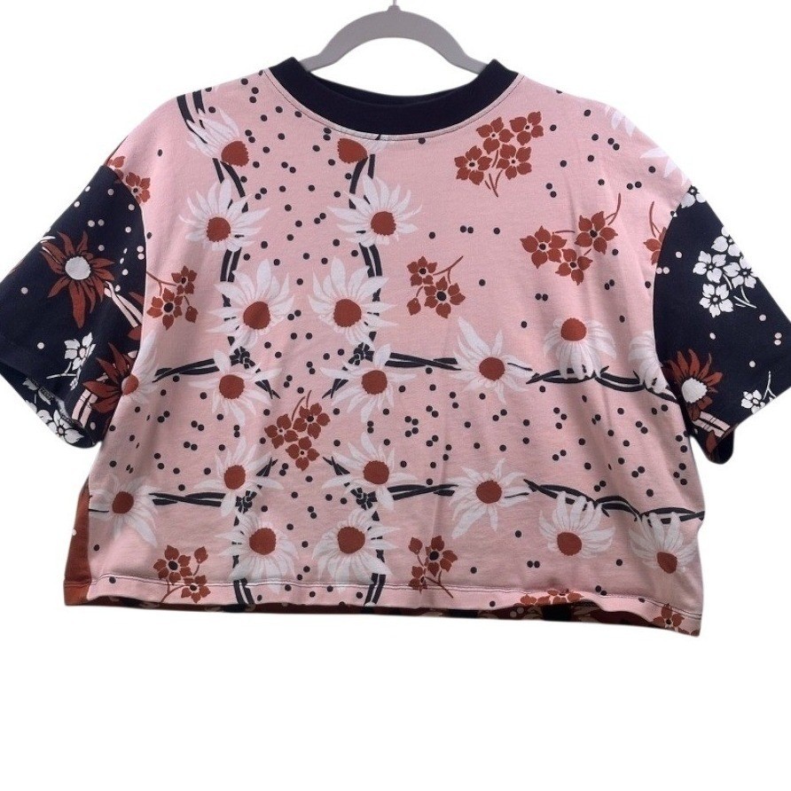Nike Floral Patchwork Cropped Graphic Tee Multicolor Size L
