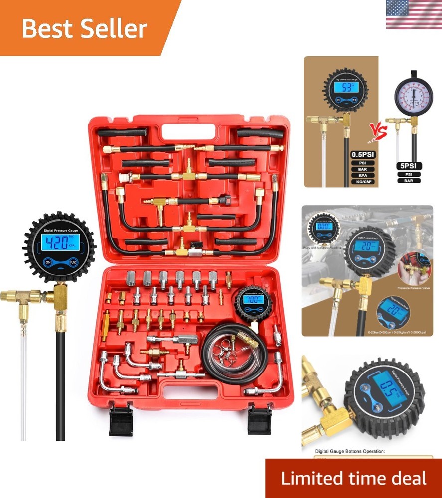Portable Digital Fuel Injection Pressure Tester - Precise 0-300 PSI Measurements