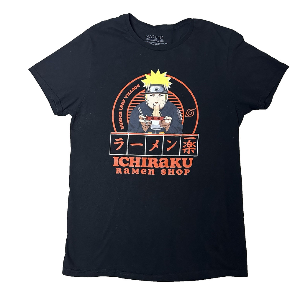 Naruto Tee Mens M Ichiraku Ramen Shop Black Anime T Shirt Viz Media Shippuden