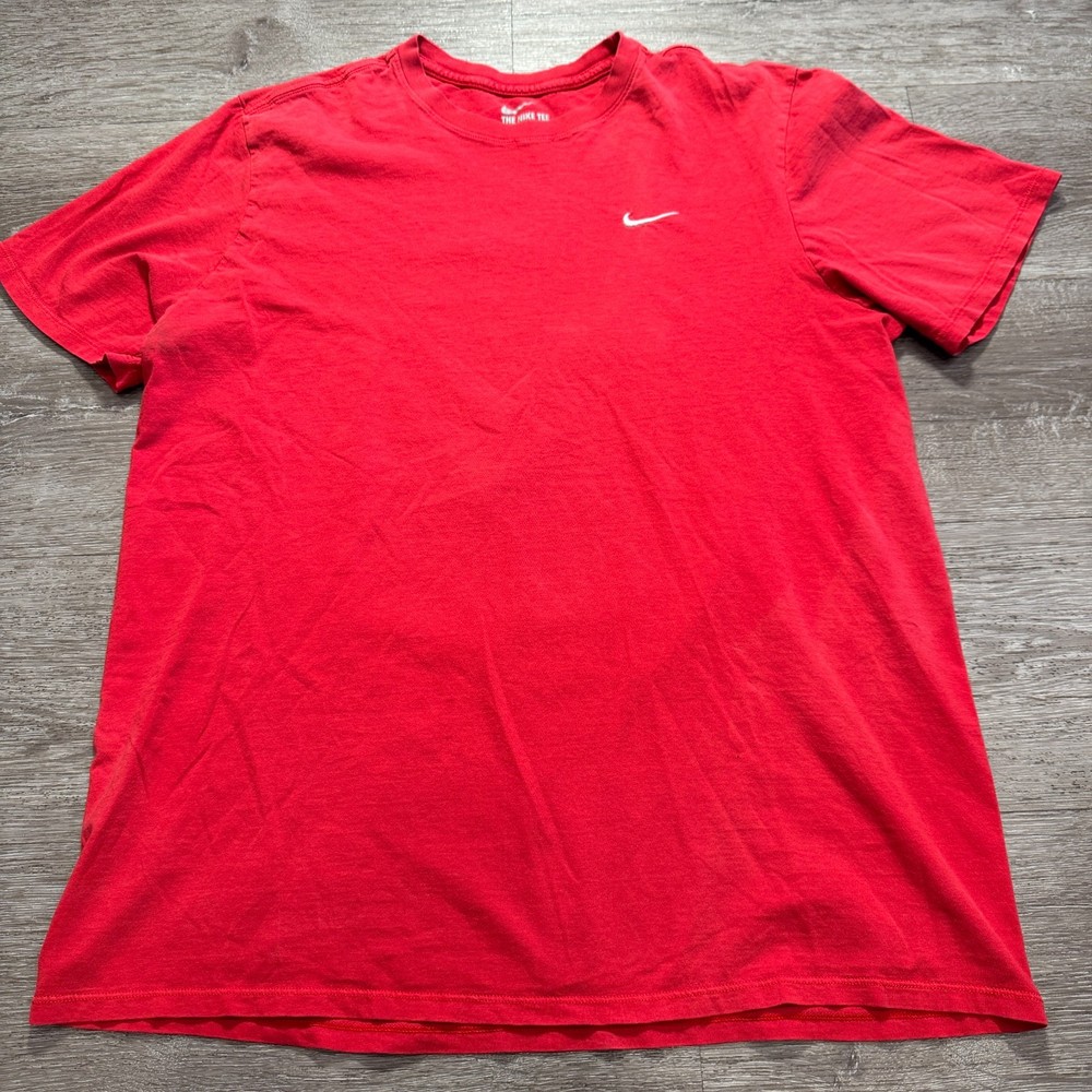 Nike Shirt Mens XL Red Short Sleeve Embroidered Swoosh Check Casual Y2K