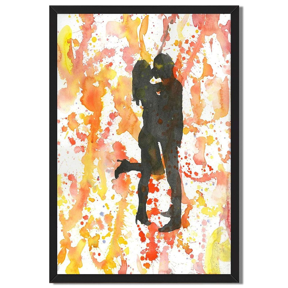 Romantic Couple Silhouette Framed Canvas Print Modern Wall Art Home Decor