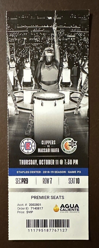 Los Angeles Clippers 10/11/2018 NBA ticket stub vs Maccabi Haifa