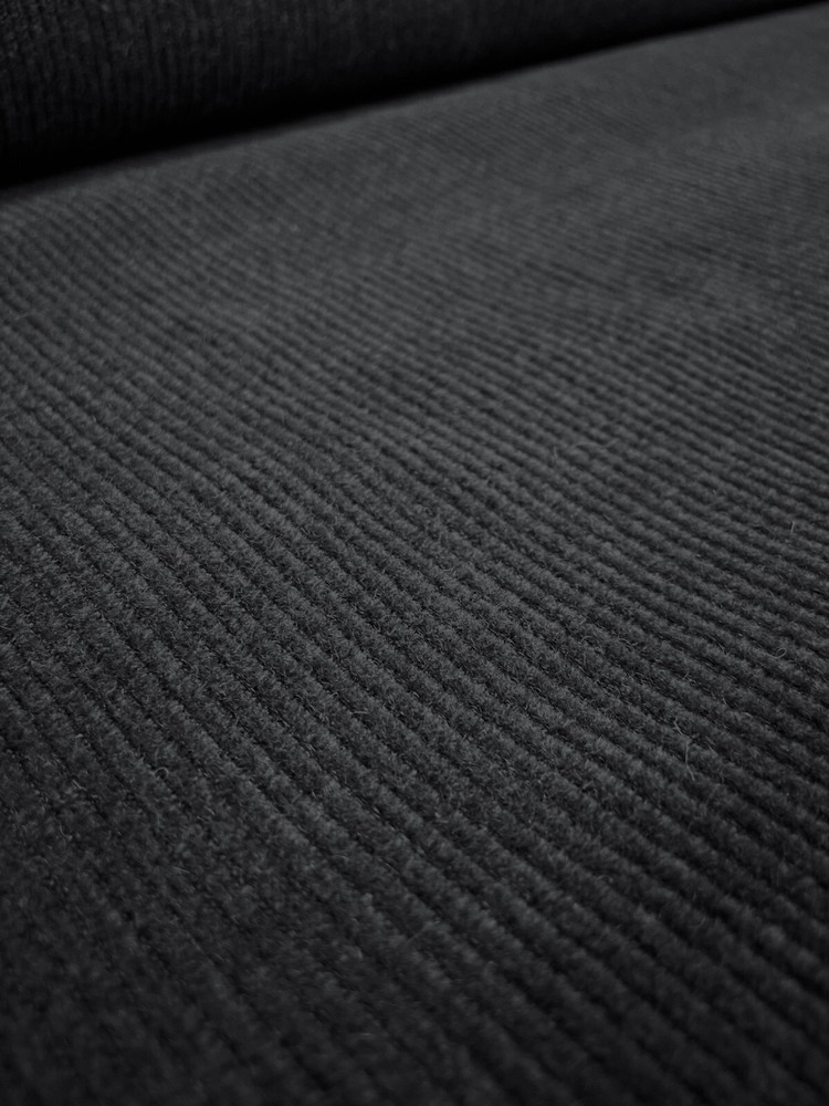 1.875 yds Mario Sirtori Graphite Gray Ribbed Italian Velvet Upholstery Fabric