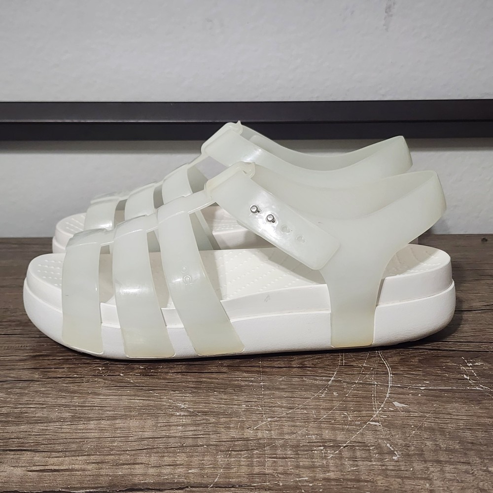 Crocs Splash Glossy Fisherman Women's Sandals Shoes Size 9 White