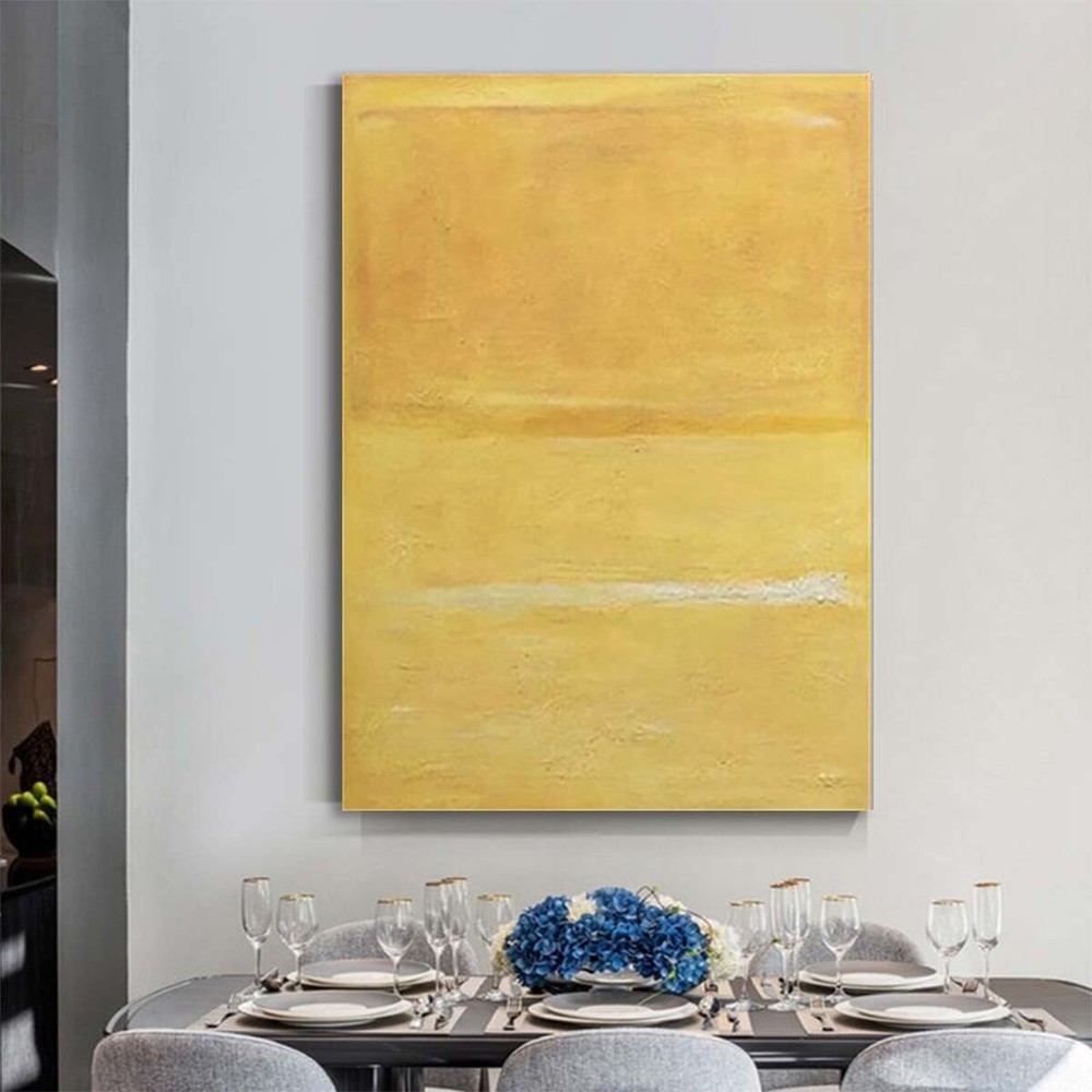 Modern Decorative Painting Abstract Wall Art Warm Yellow Simple Mural Handmade