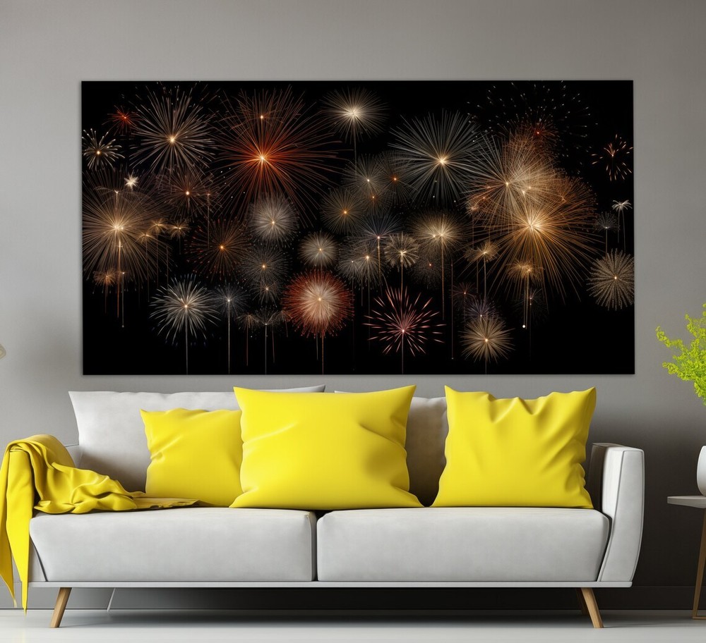 Fireworks Art Painting Party Abstract Wall Art Canvas Unframed Print Art