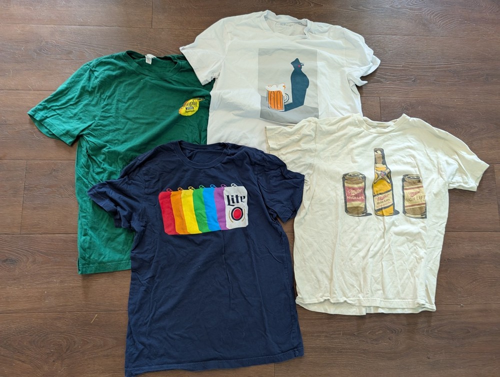 Men's Miller Beer Set of 4 Graphic Tee Shirts Size Large