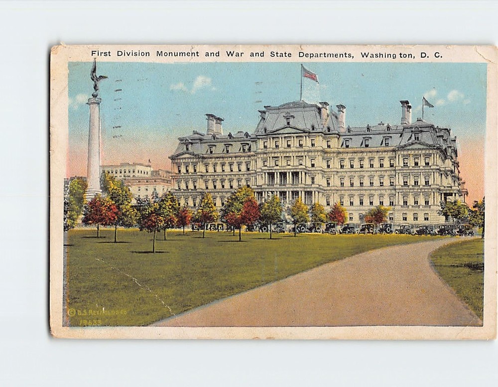 Postcard First Division Monument & War and State Departments Washington DC