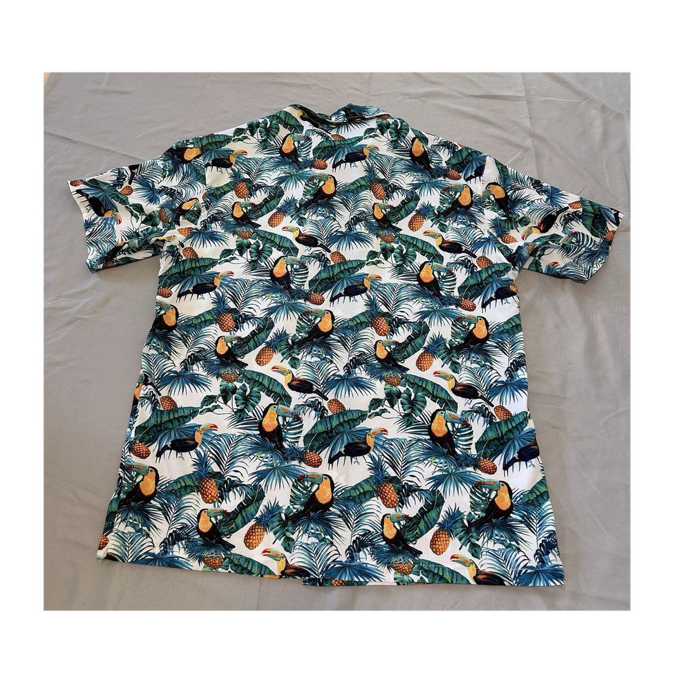 Men's Tropical Hawaiian Toucan Multicolor Short Sleeve Button-Up Shirt 46