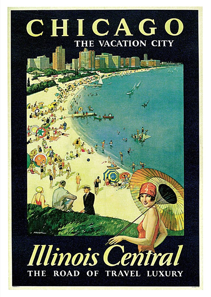 Decor Chicago the Vacation City Travel Poster. Graphic Design. Wall Art. 1966