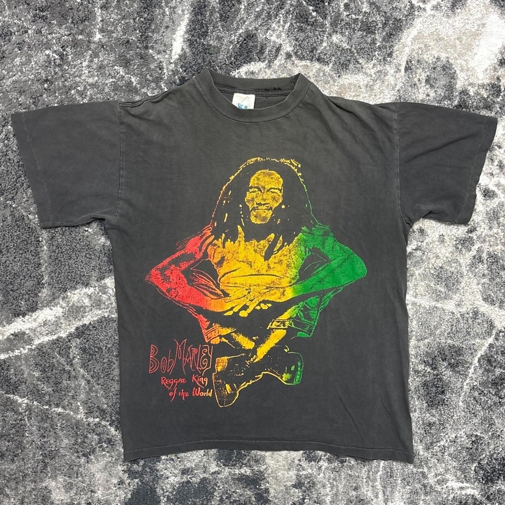 Vintage Bob Marley Rap Tee Shirt Mens Large 90s Single Stitch Faded Black Reggae