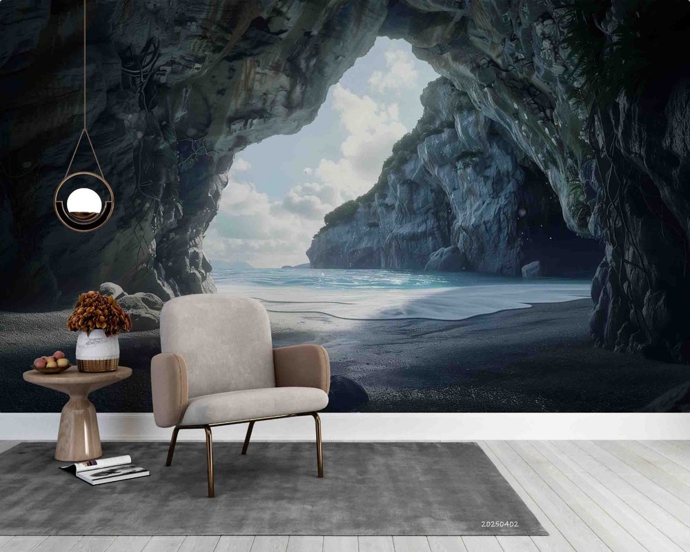 3D Ocean Rocks Landscape Wall Murals Wallpaper Murals Wall Sticker