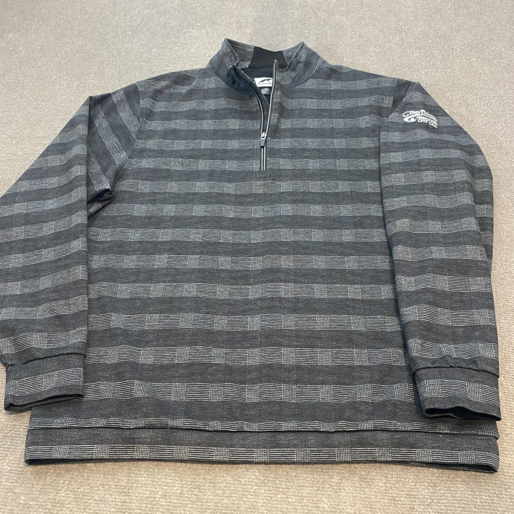 Sun Mountain Pullover Mens Large Gray Quarter Zip Golf Thermal Bay Pointe Logo