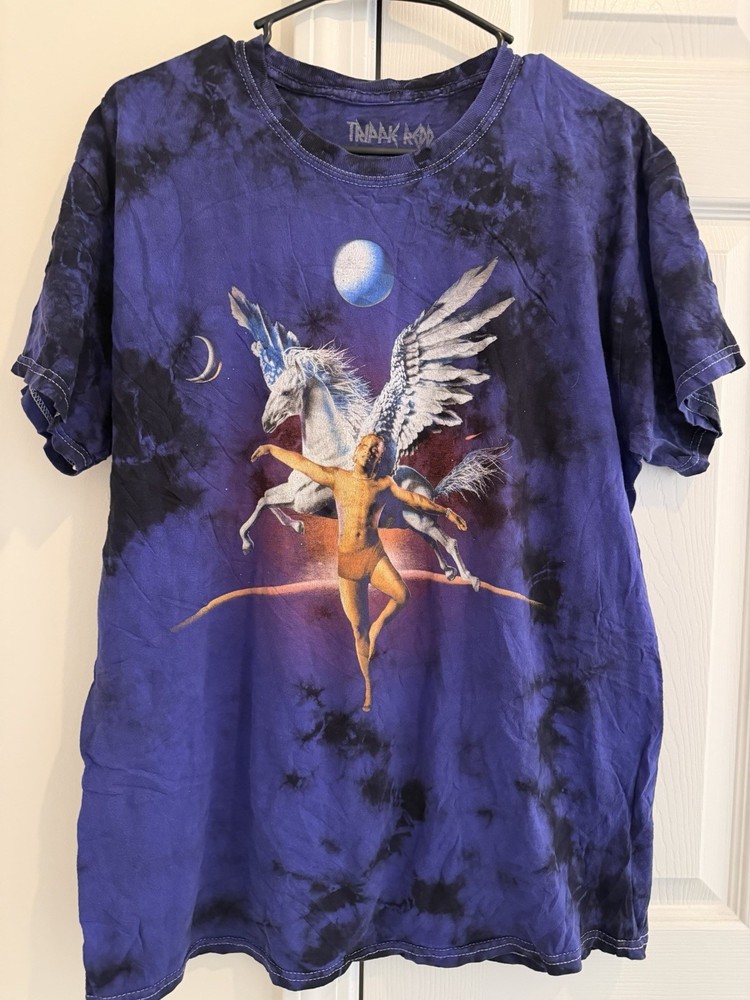 Trapak Redd Men's L Blue/Black Tie-Dye Graphic Print Crew Neck Cotton T-Shirt