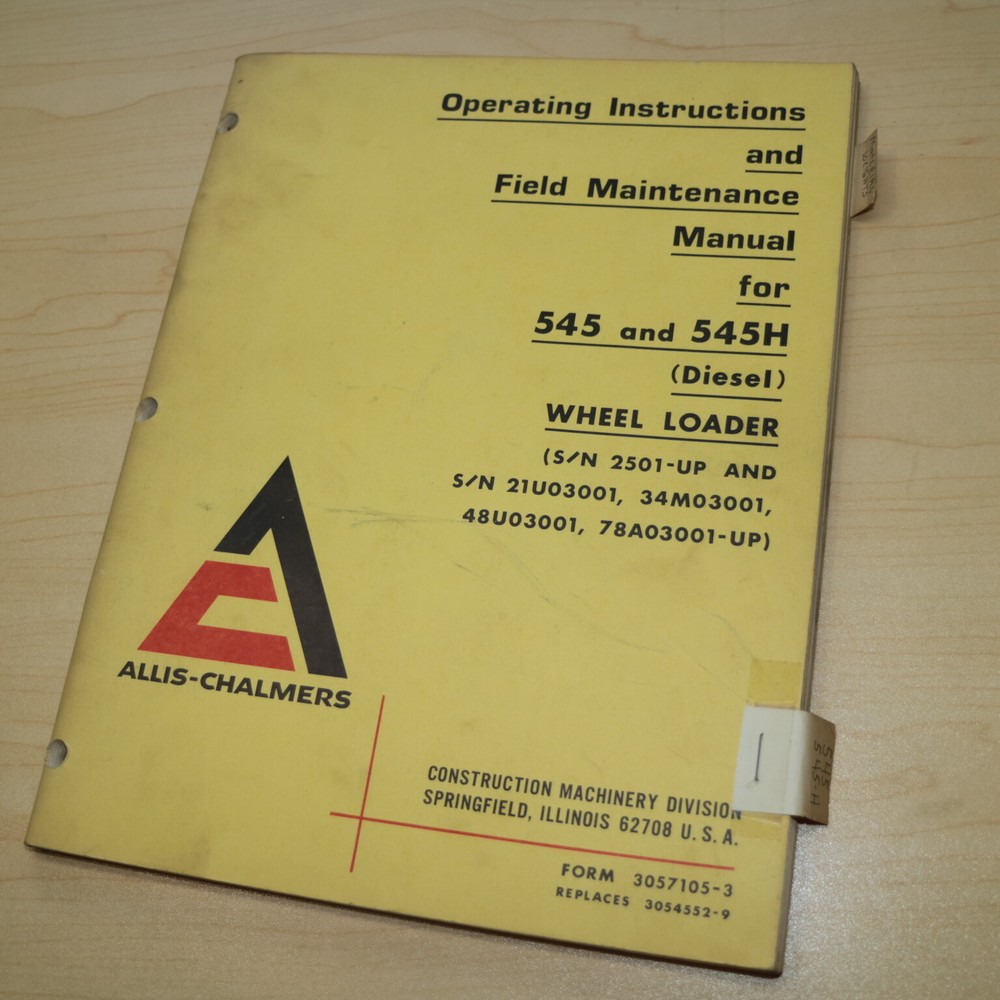 AC Allis Chalmers 545 545H Wheel Loader Operator Manual-image