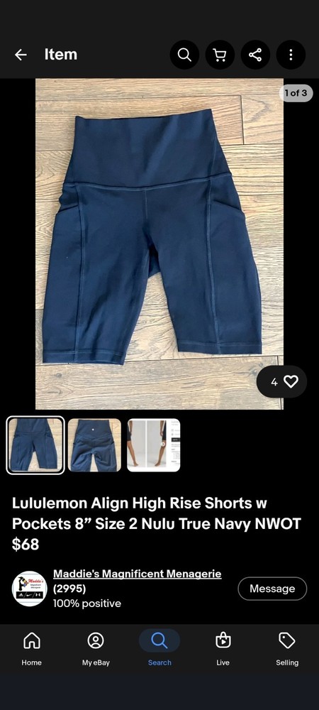 Lululemon Align High Rise Shorts w Pockets 8” Size 8-16  Nulu True Navy