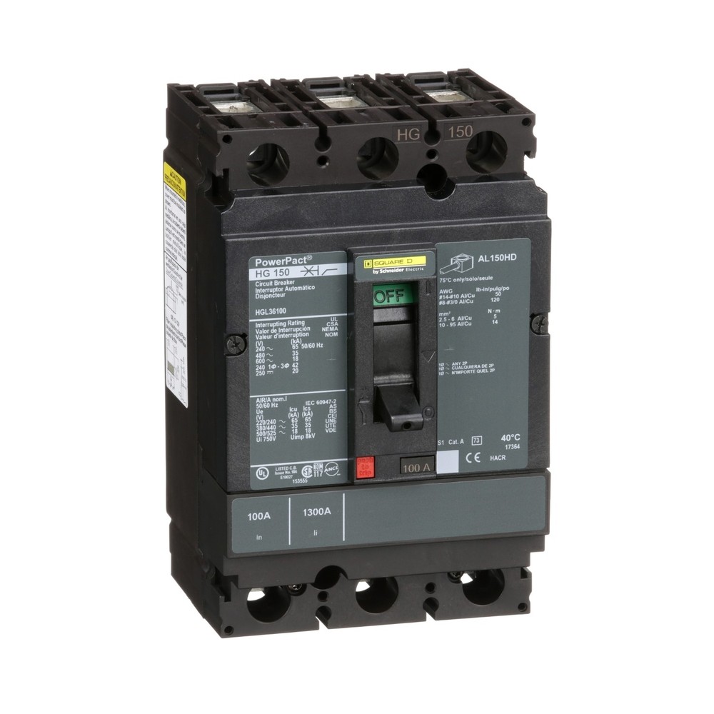 Square D HGL36100 Circuit Breaker - MCCB 100A 3P 18KA
